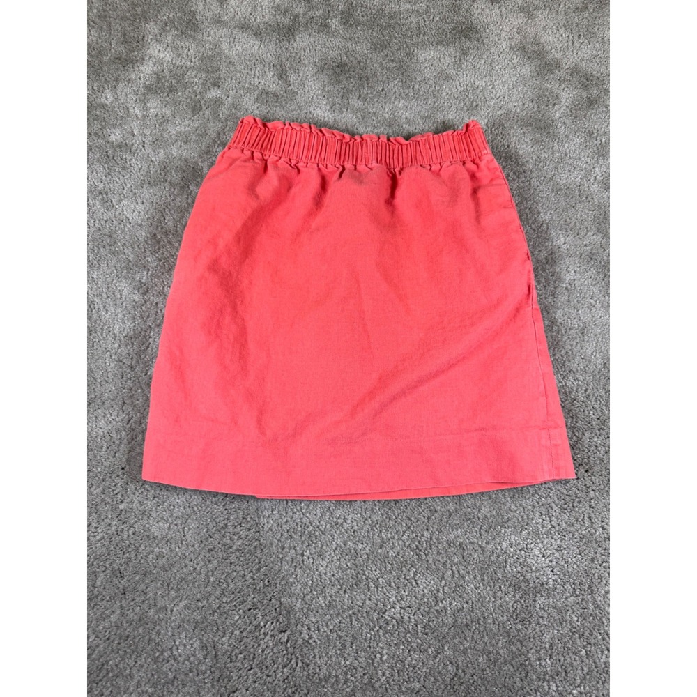 J.Crew Womens Coral Pink Linen Blend Paperbag Waist Mini Skirt 41575 Size 0